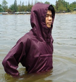 wet anorak swim test in lake
