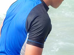 rash vest with flatlock stitching